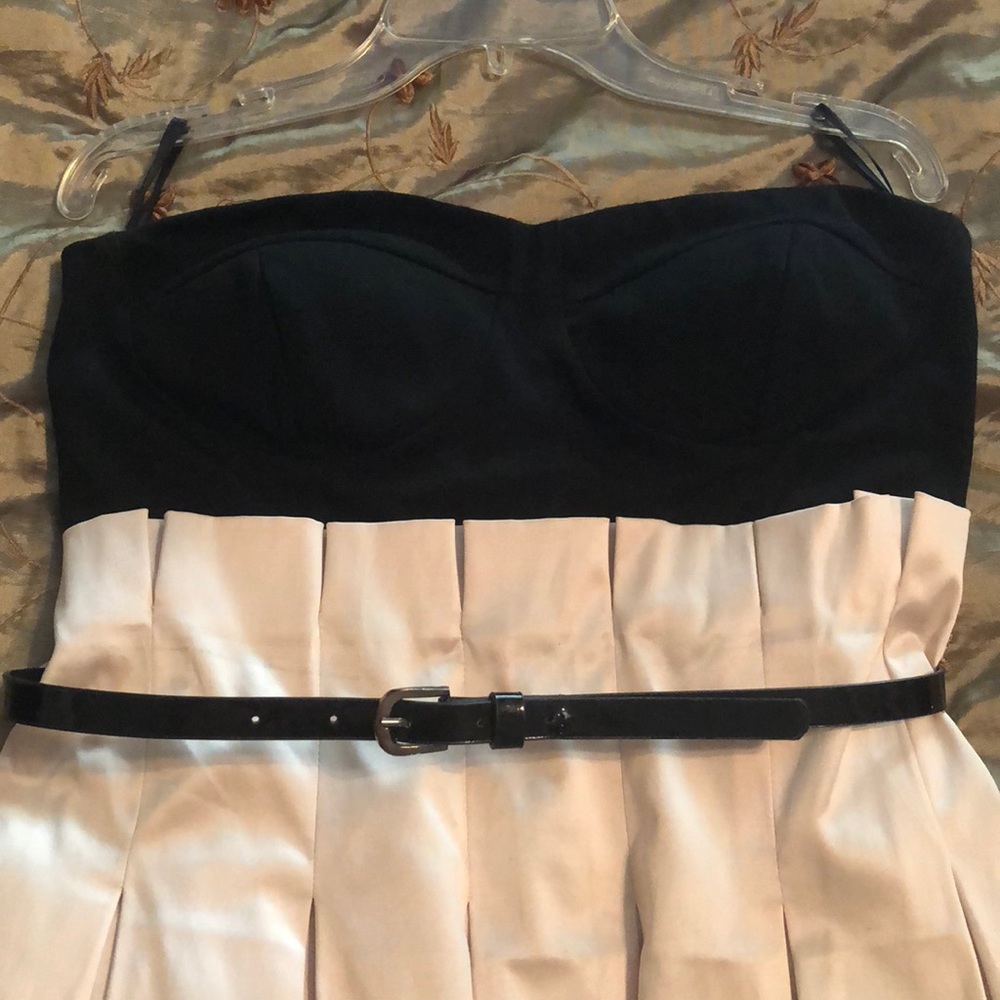Black & Cream Strapless Dress